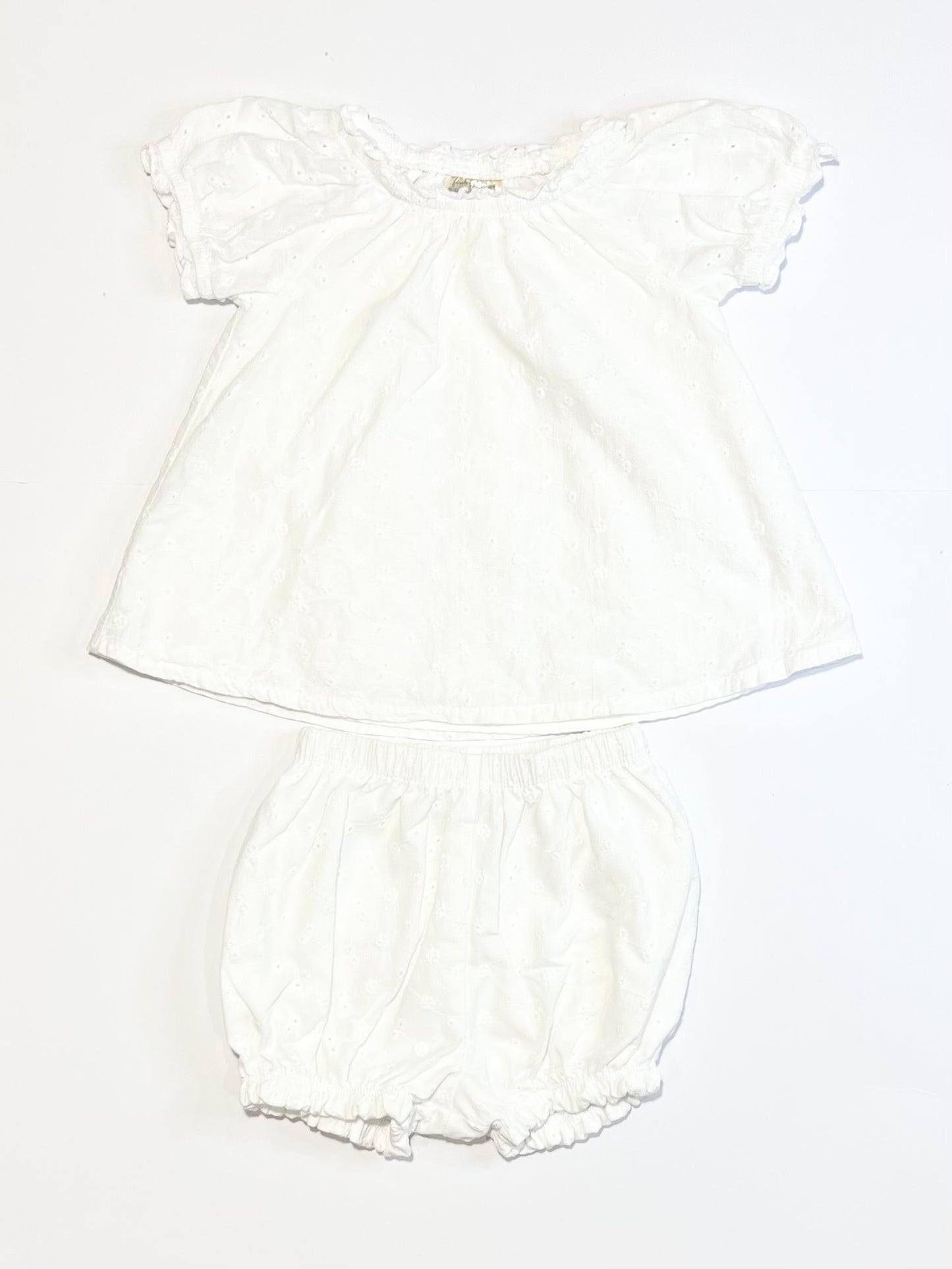 White cutwork set - Size 9-12 months