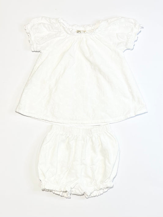 White cutwork set - Size 9-12 months
