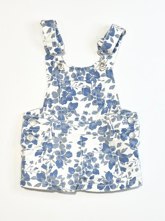 Floral denim shortalls - Size 0