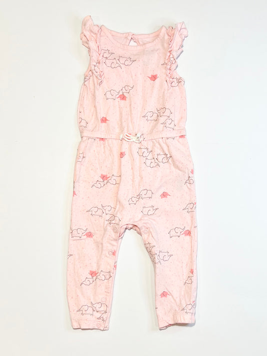 Pink elephant jumpsuit - Size 9-12 months