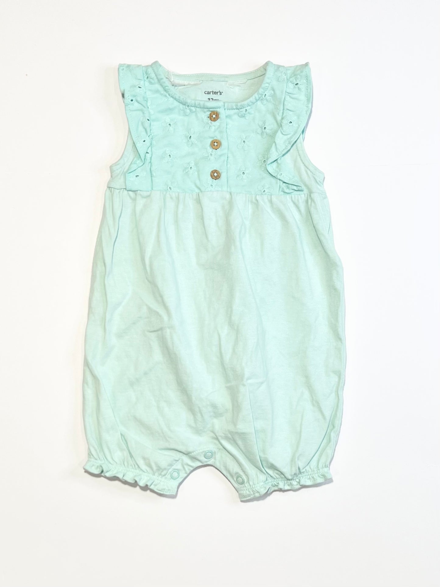 Green jersey romper - Size 9-12 months