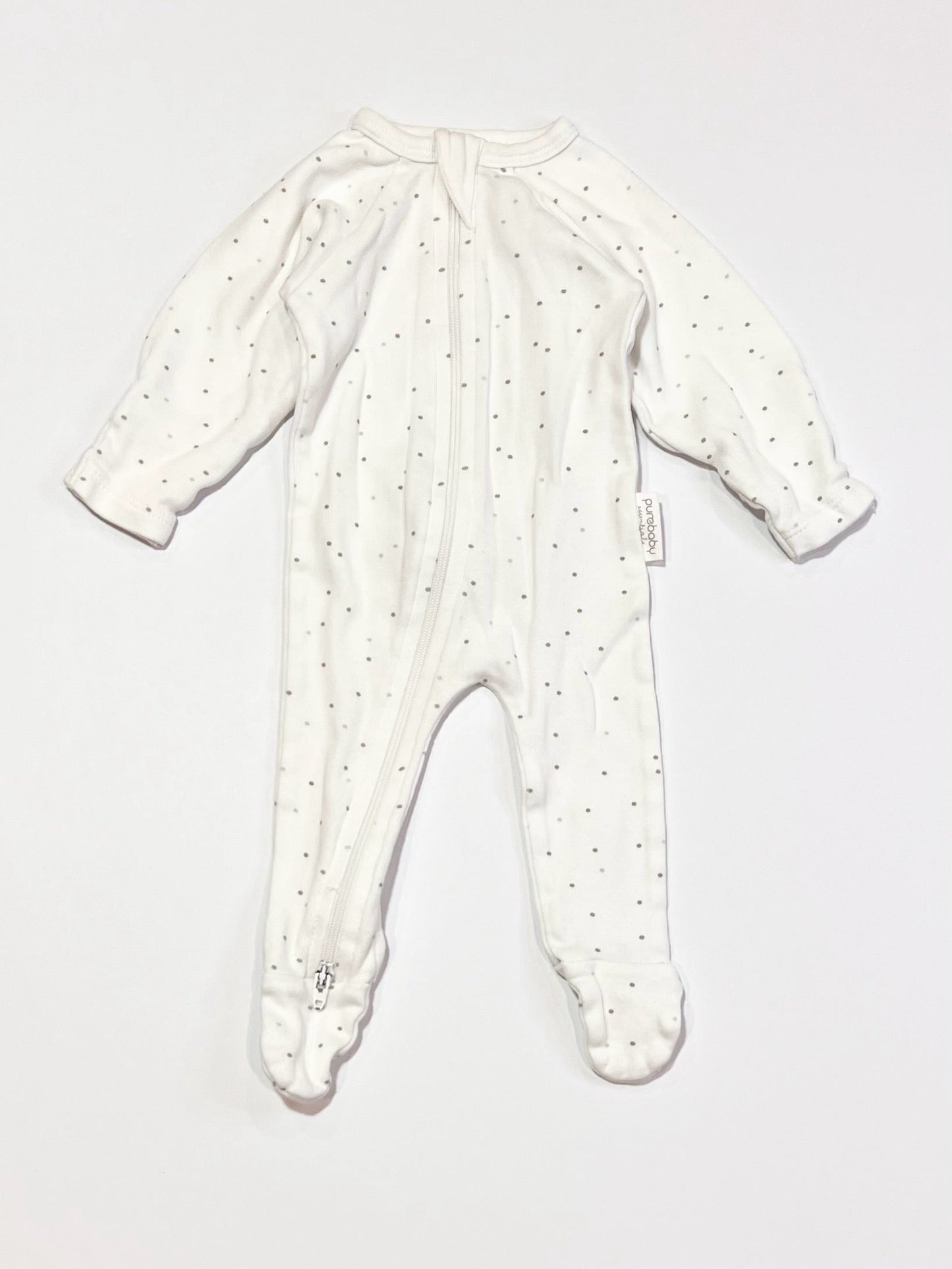 Grey spot zip onesie - Size 0000