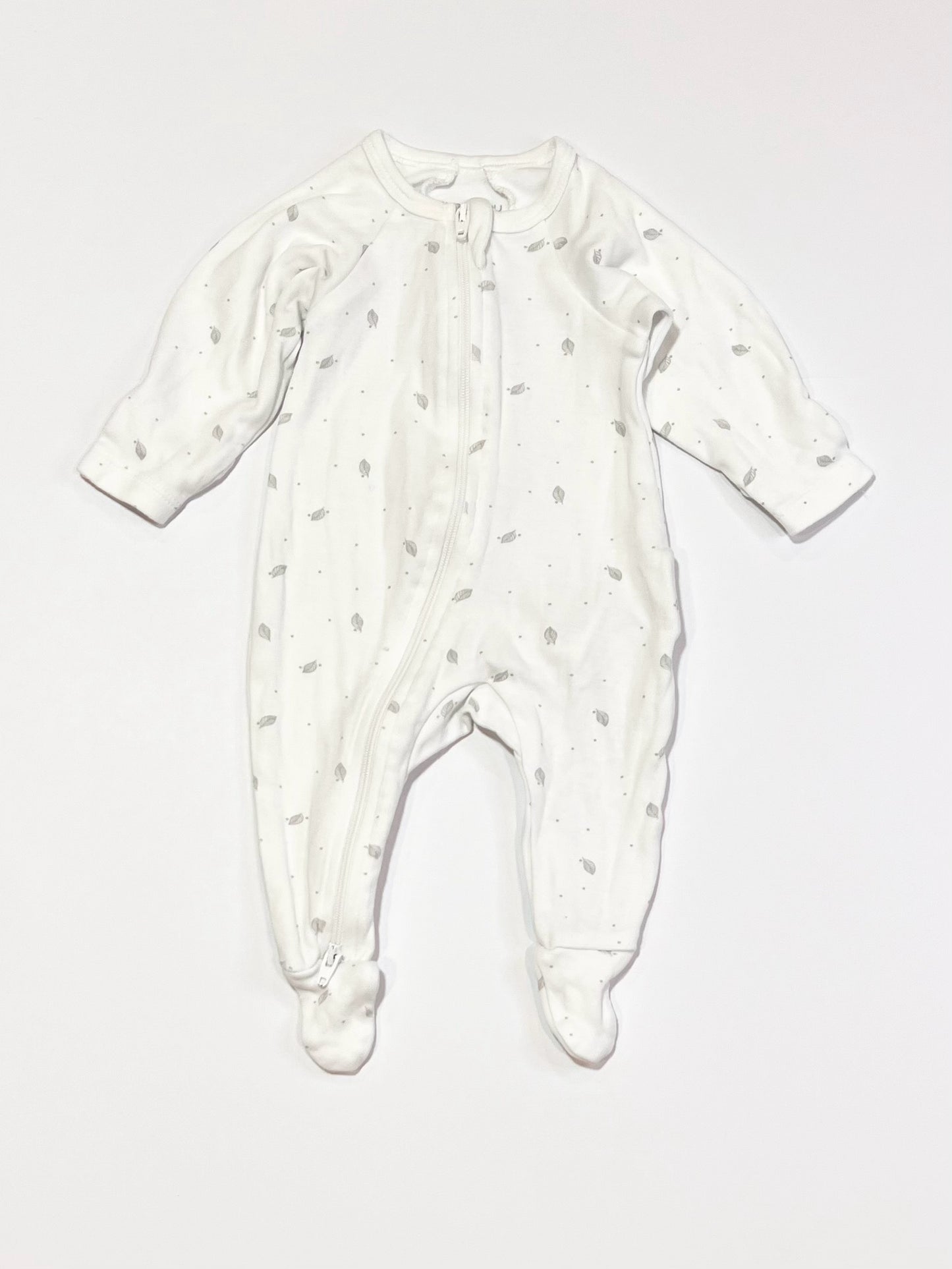Grey leaf zip onesie - Size 0000