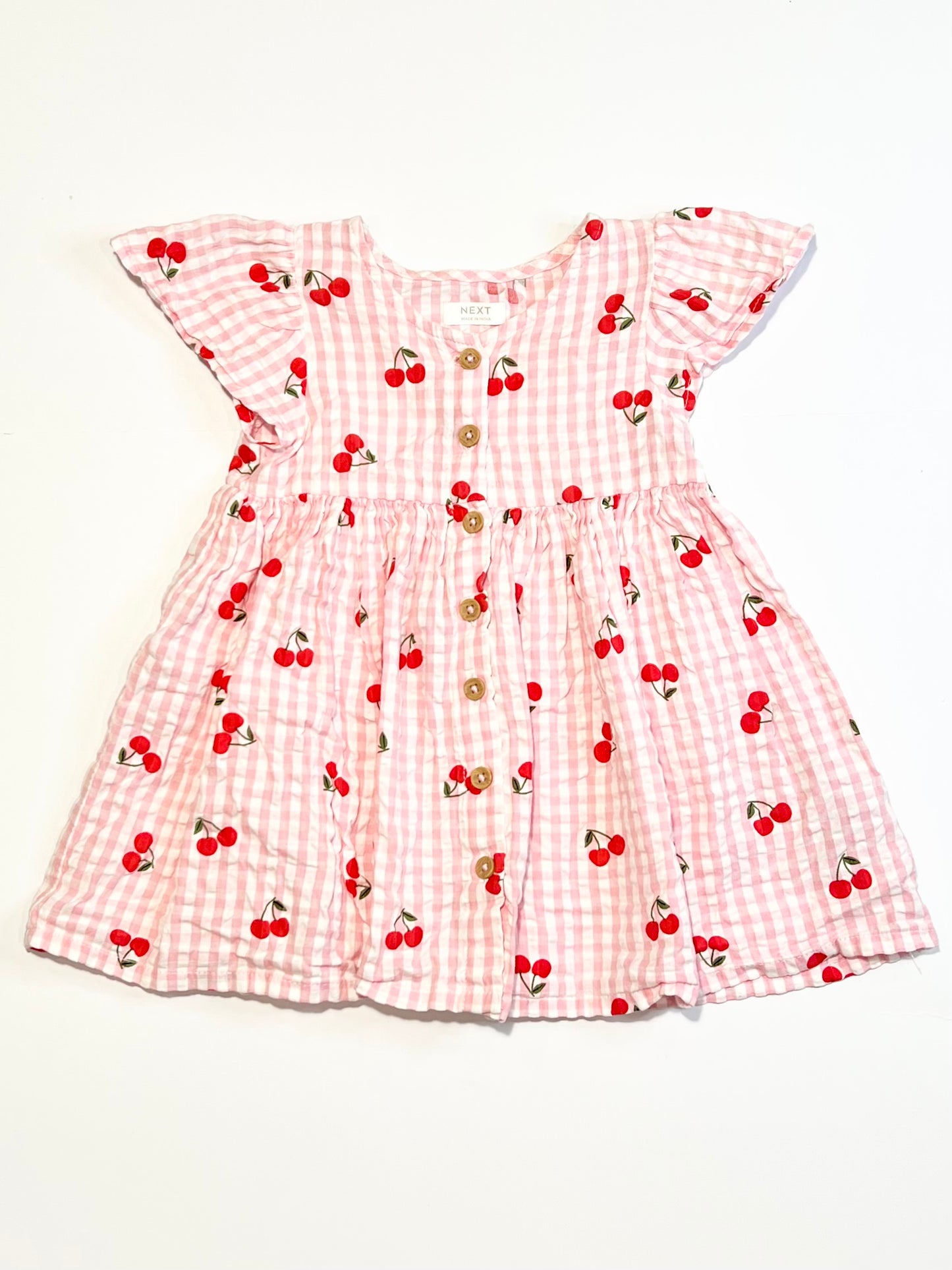 Gingham cherries dress - Size 9-12 months