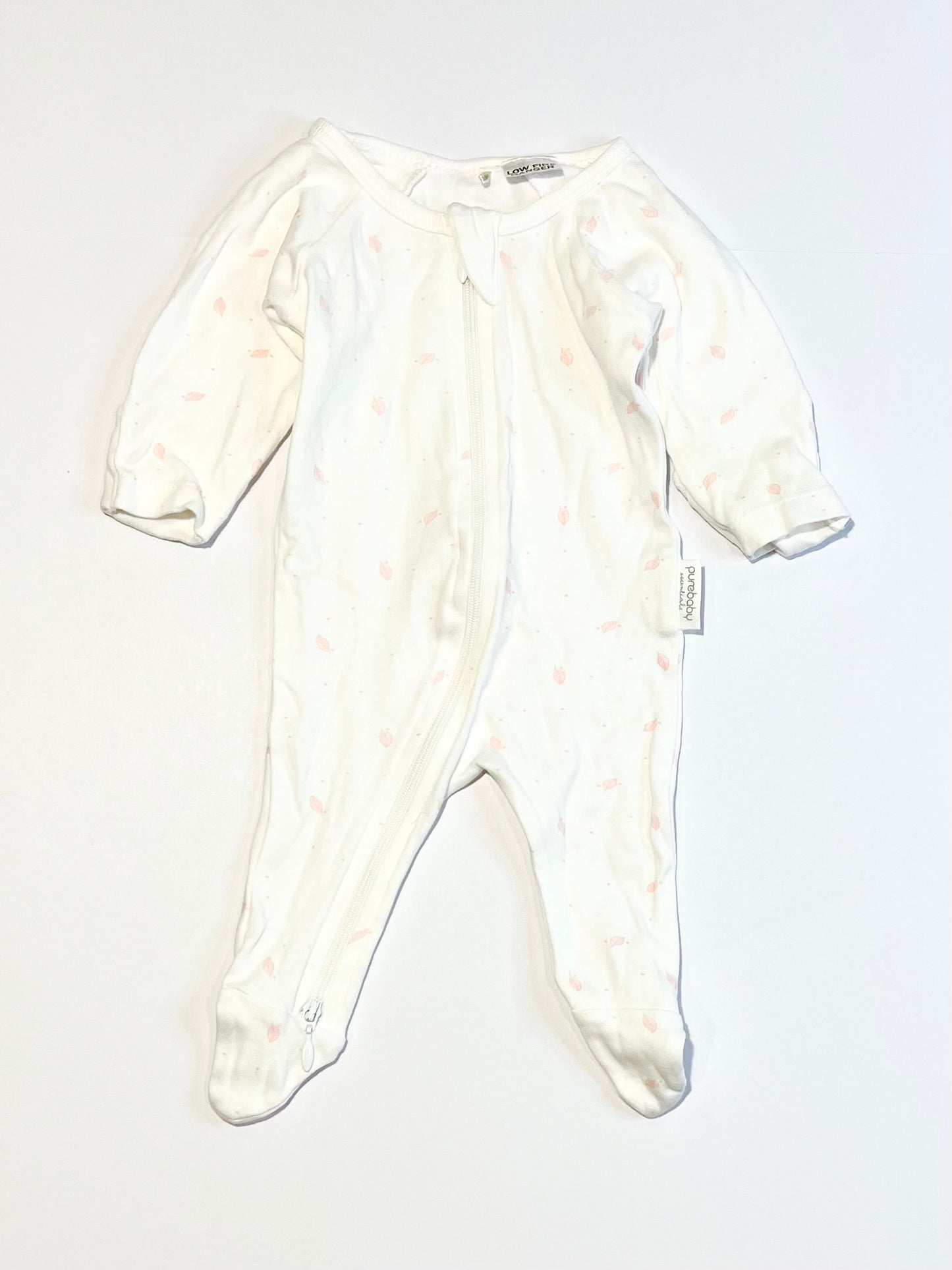 Pink leaf zip onesie - Size 0000