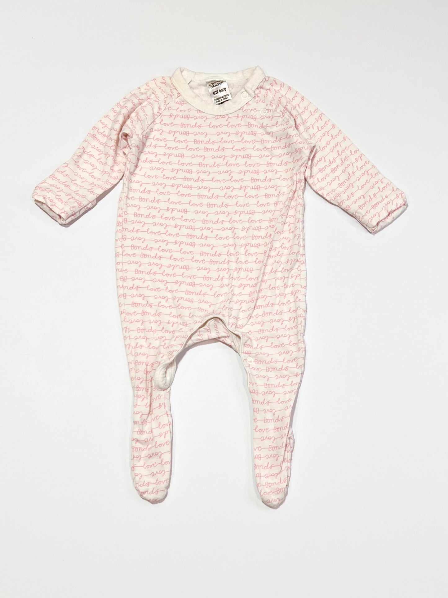 Pink words bamboo onesie - Size 0000