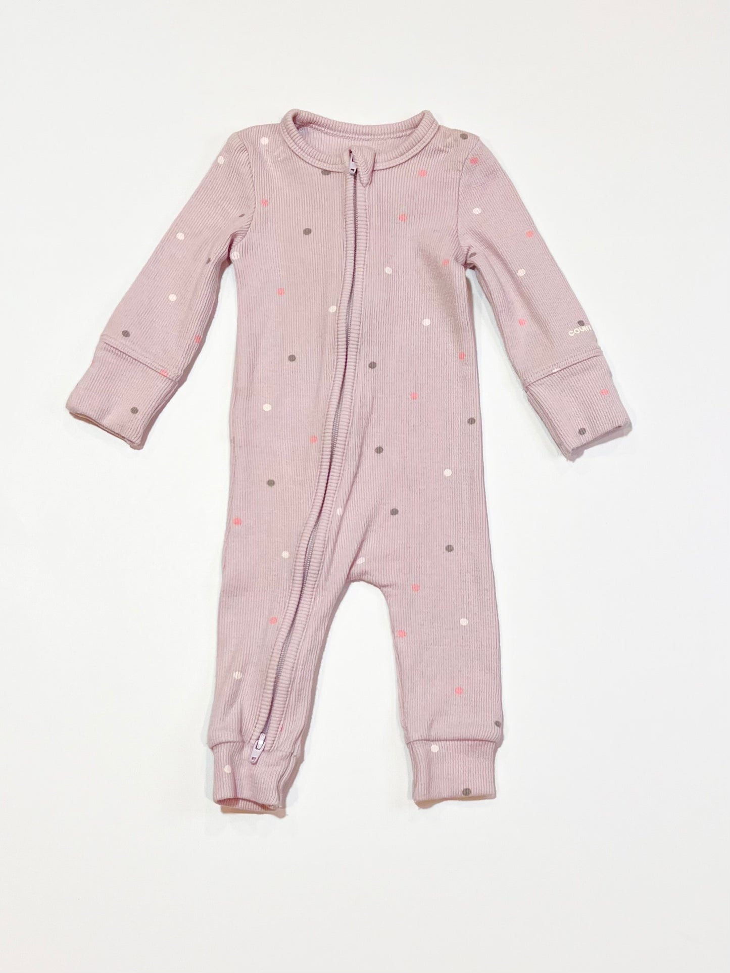 Purple ribbed zip onesie - Size 0000
