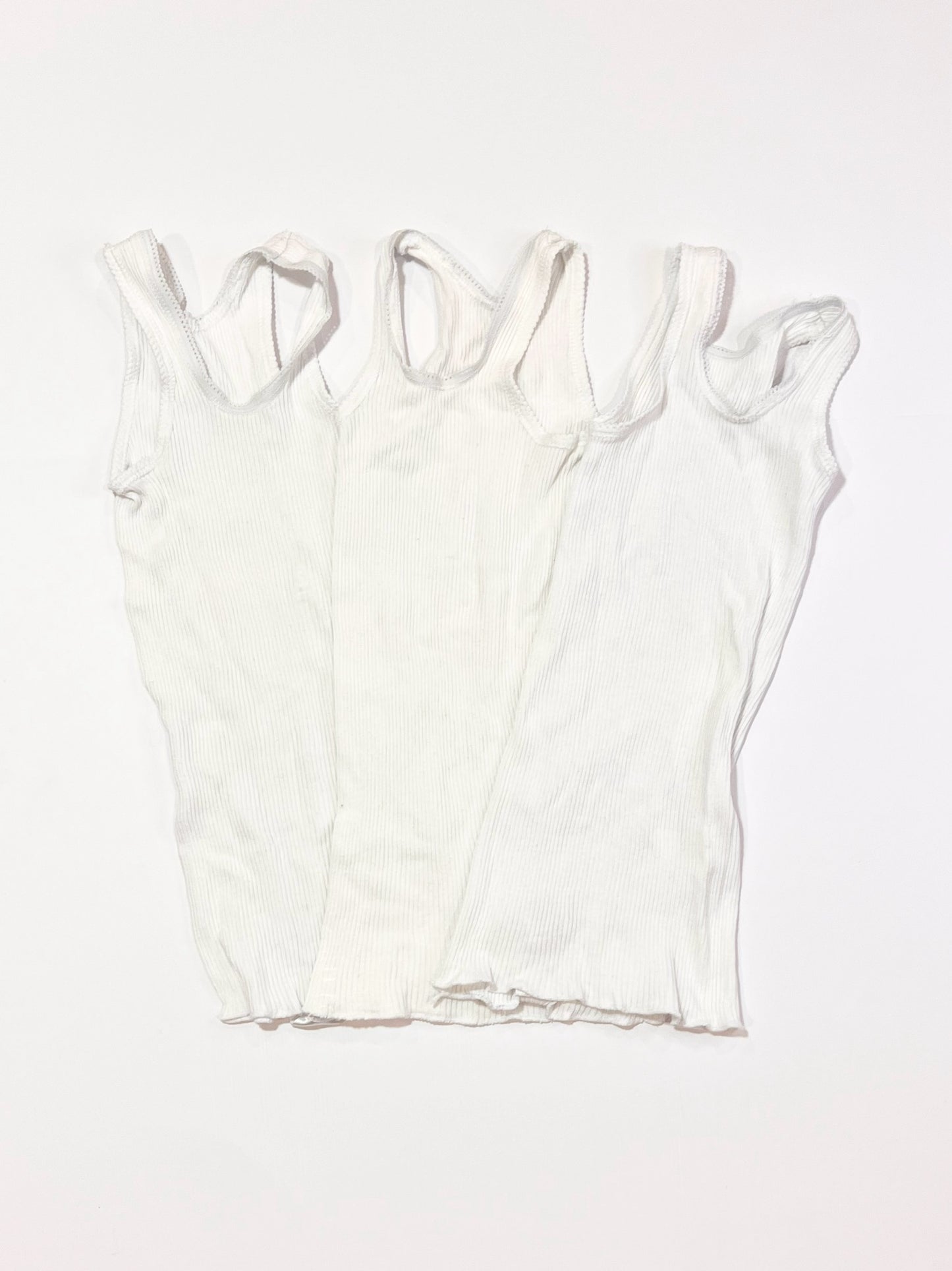 3 x white ribbed singlets - Size 2