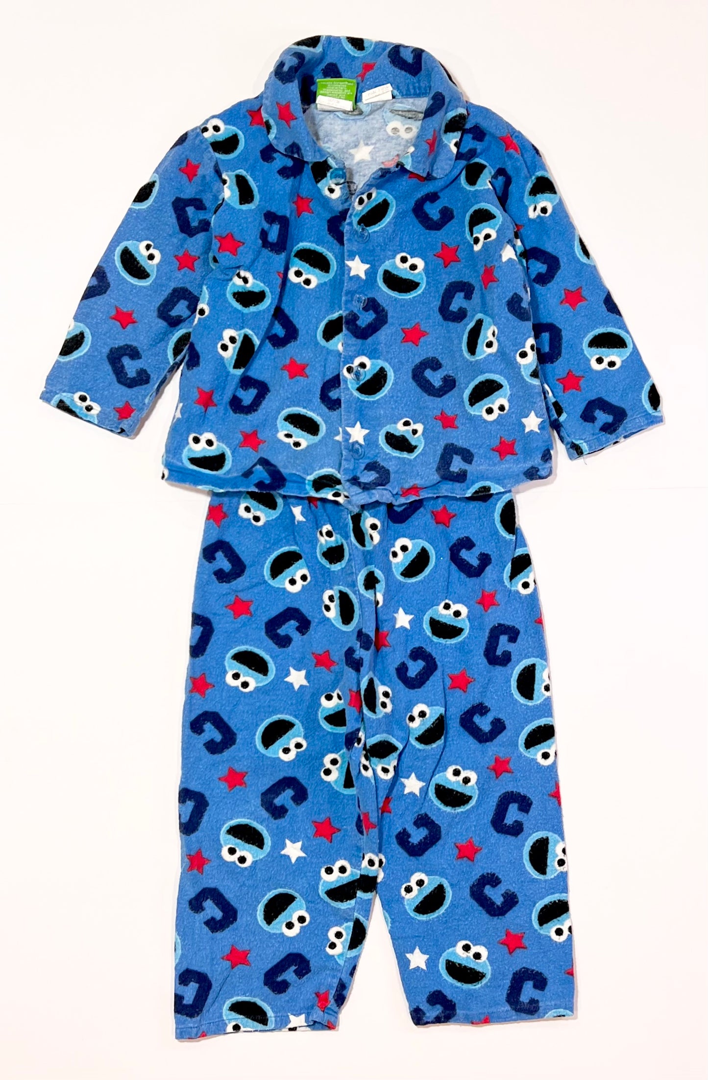 Cookie Monster flannelette pyjamas - Size 2