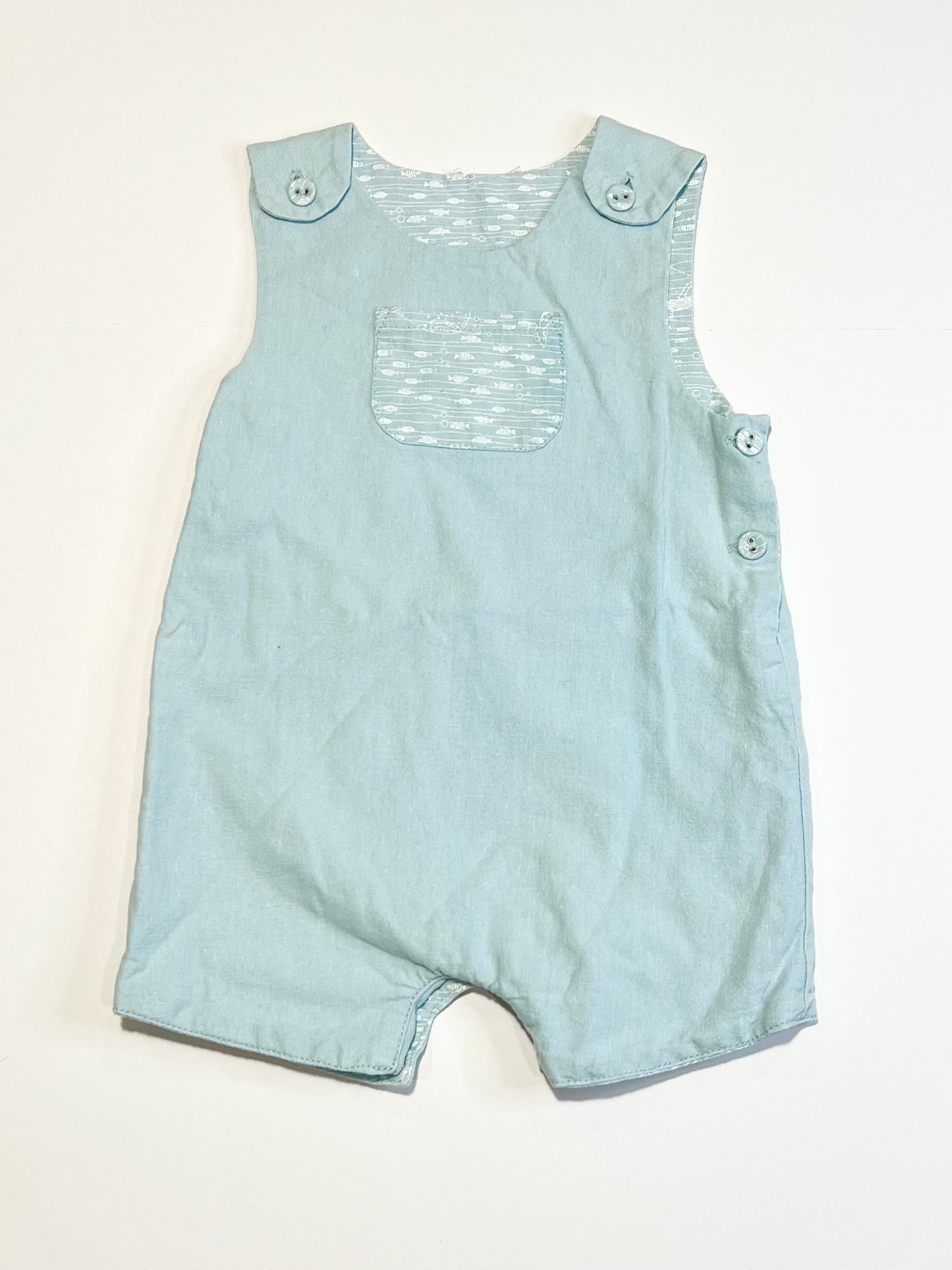 Woven reversible romper - Size 0