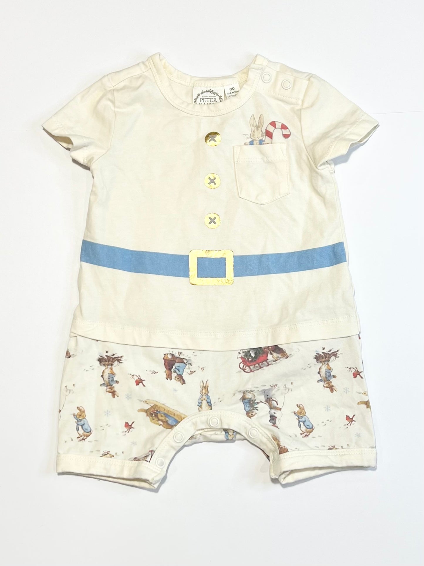 Christmas Peter Rabbit romper - Size 00