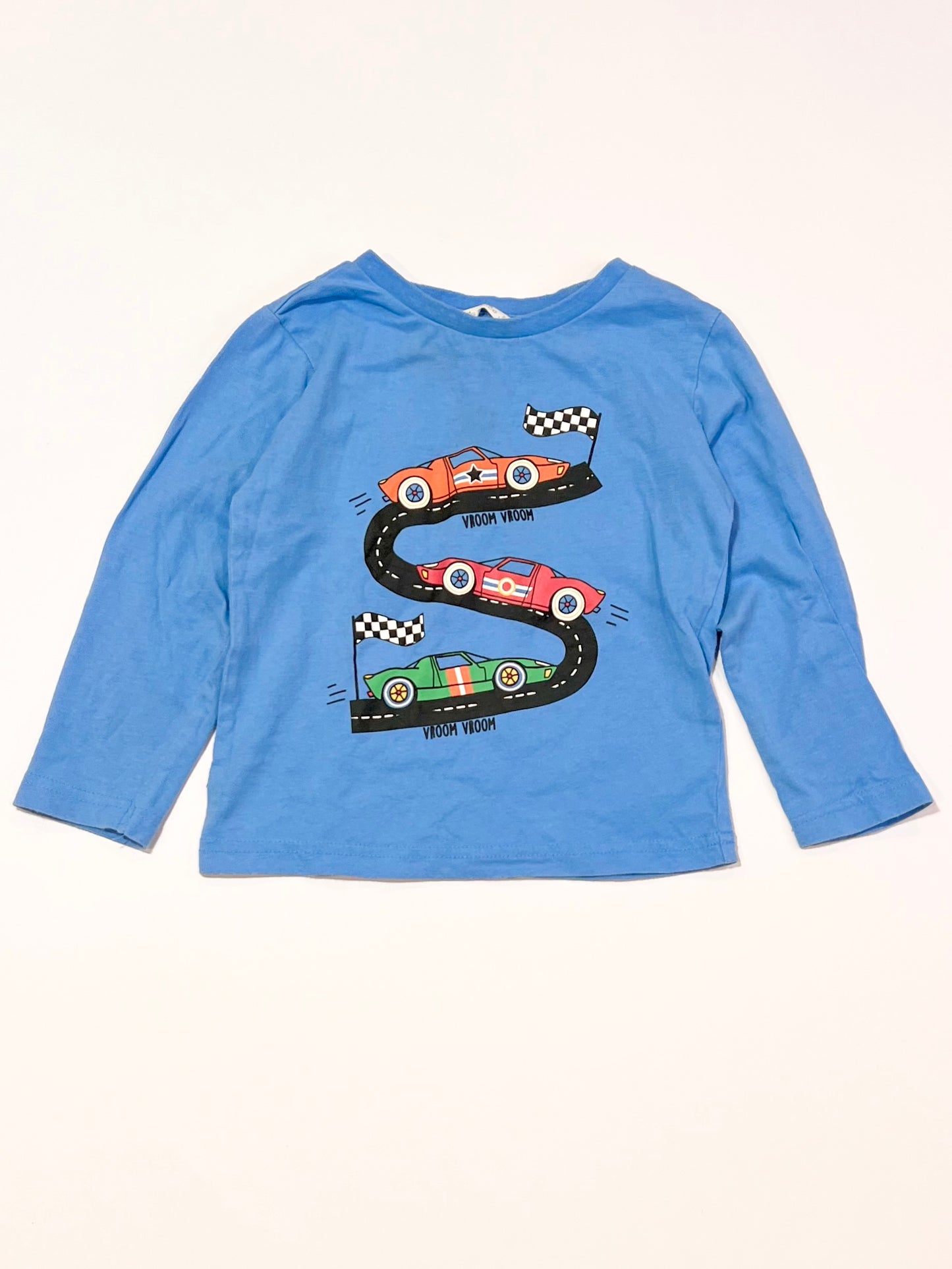 Blue race cars top - Size 2