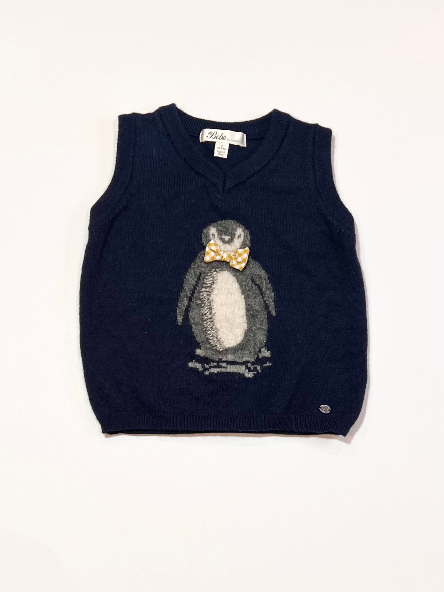 Navy penguin vest - Size 2