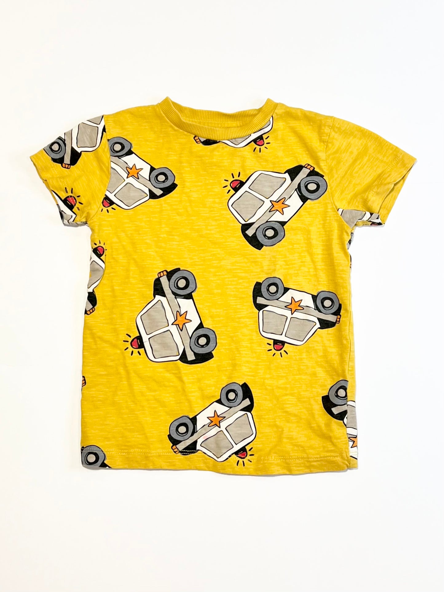 Yellow police cars tee - Size 3-4