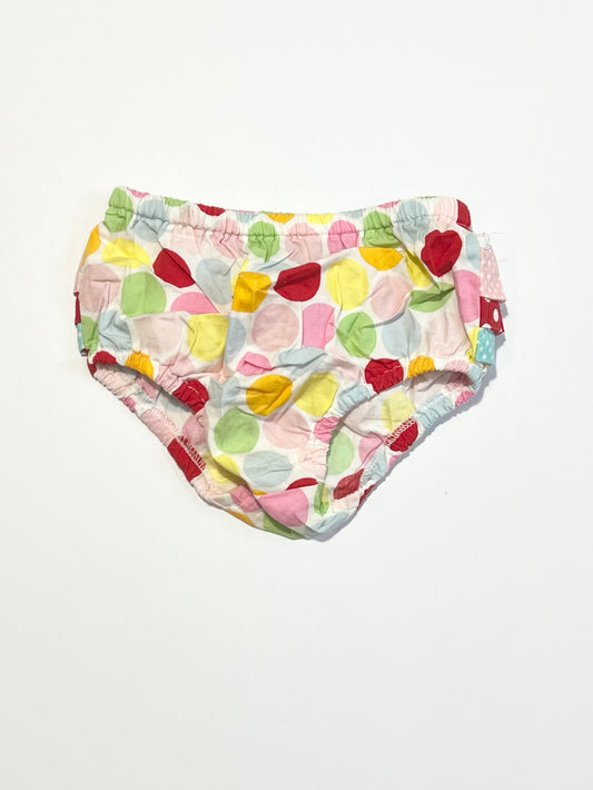Spotty ruffle nappy cover - Size 0-6 months