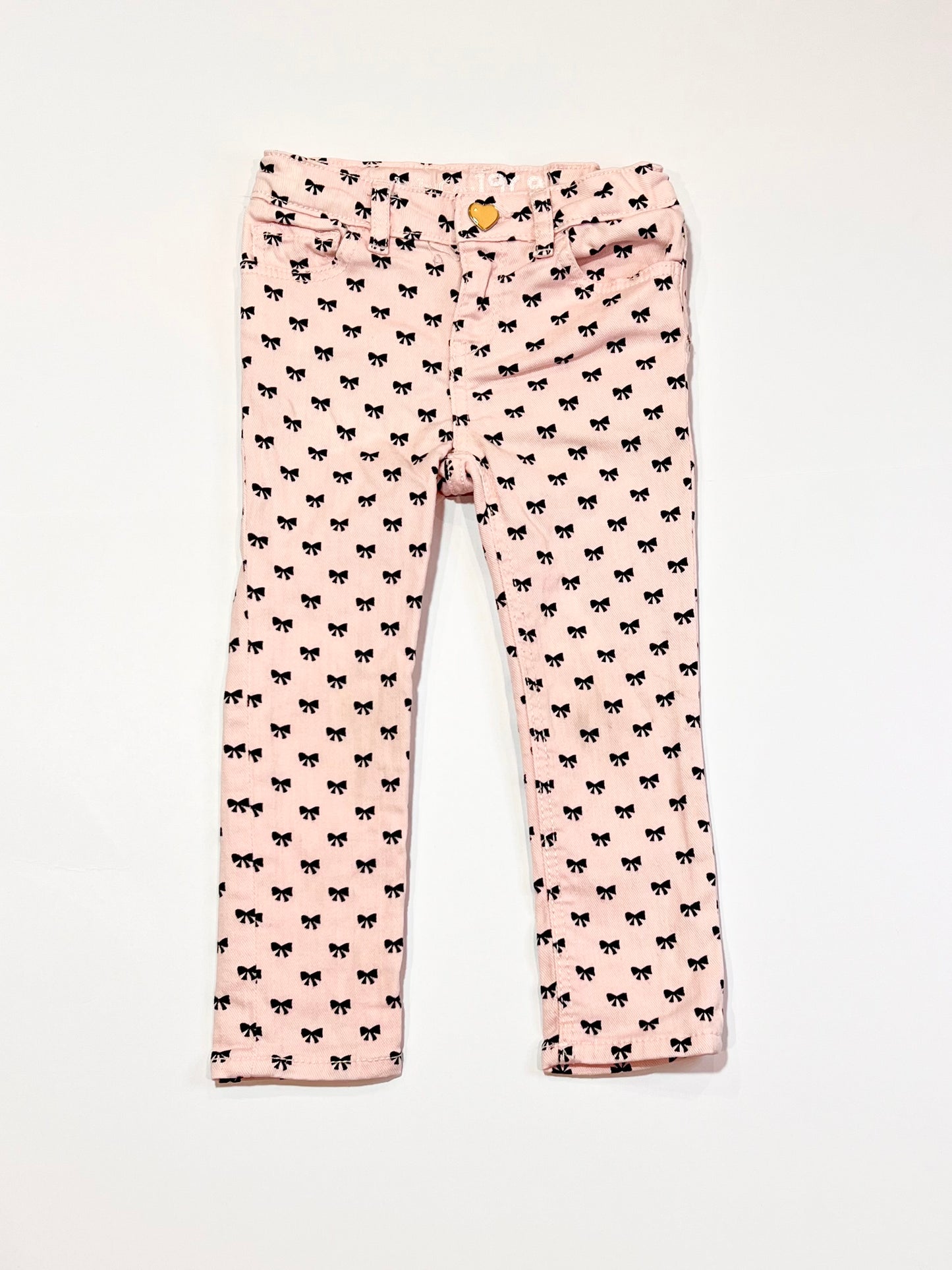Pink bows denim pants - Size 2