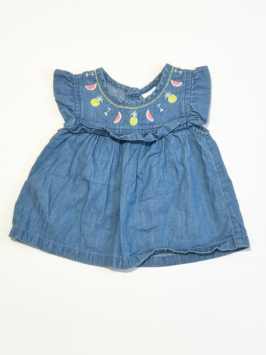 Embroidered chambray top - Size 00