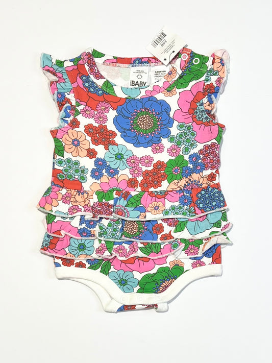 Floral ruffle bodysuit brand new - Size 00