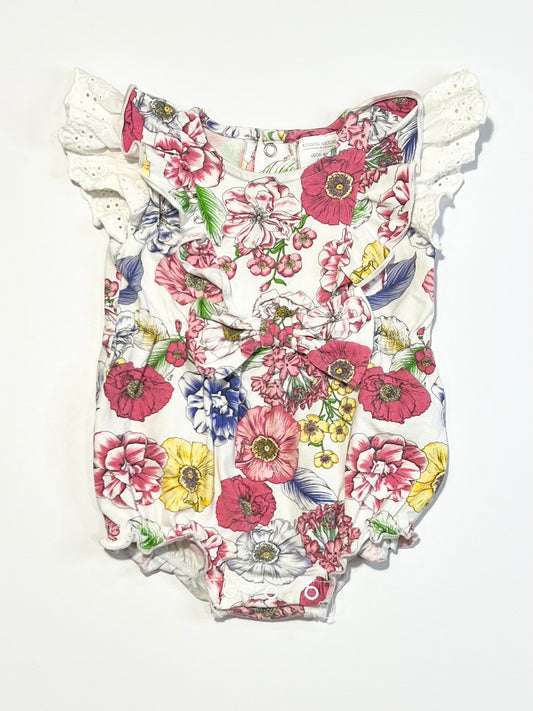 Floral jersey romper - Size 00
