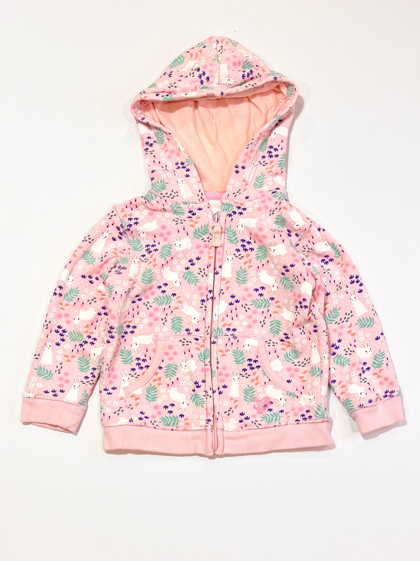 Pink bunny zip hoodie - Size 2