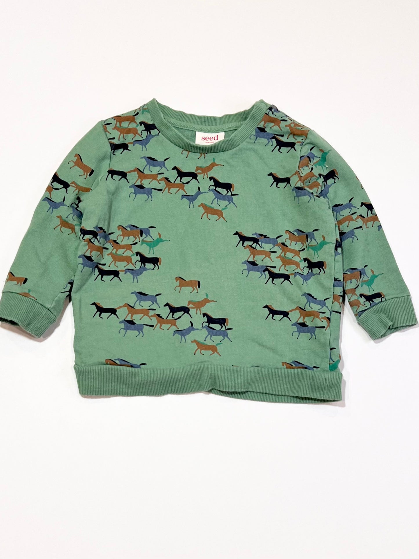 Green horses sweater - Size 2