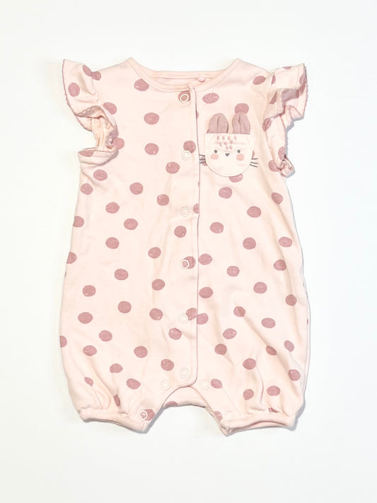 Pink spotty romper - Size 00
