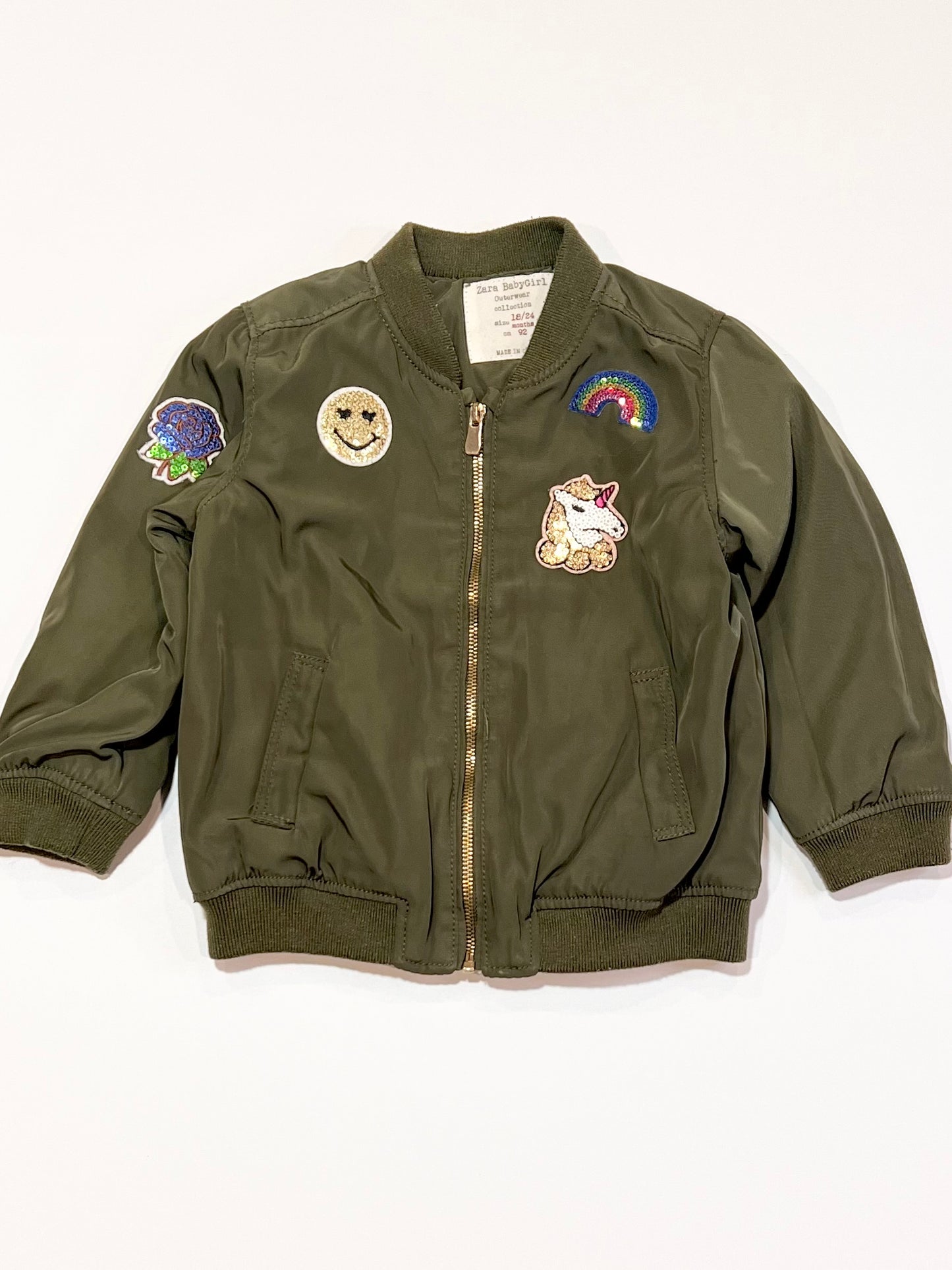 Green sequined bomber jacket - SIze 2