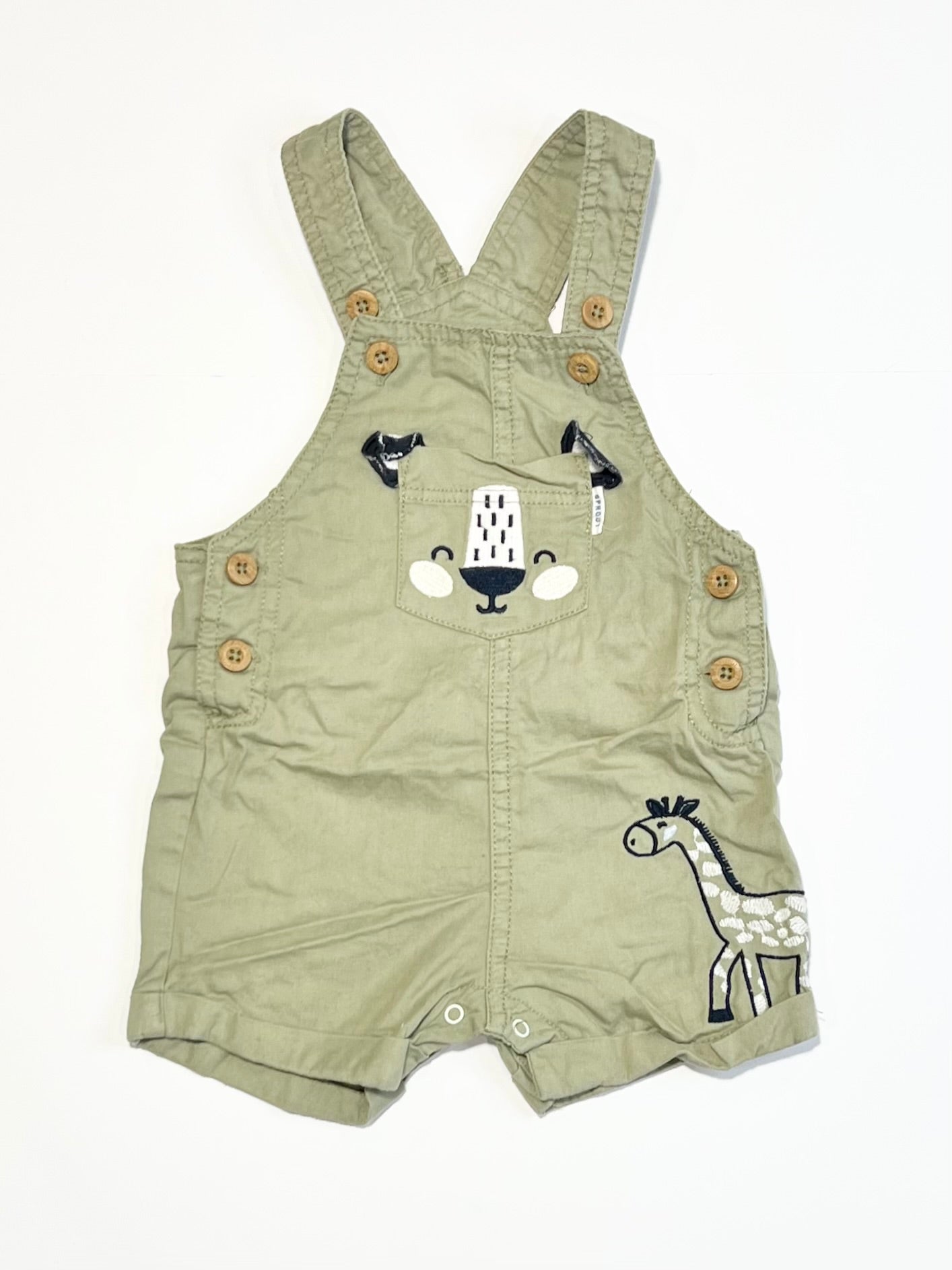 Green animal shortalls - Size 000
