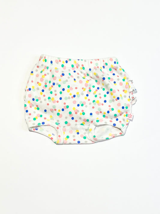 Spotty ruffle nappy cover - Size 000