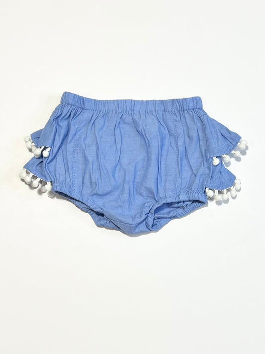 Blue ruffle nappy cover - Size 000
