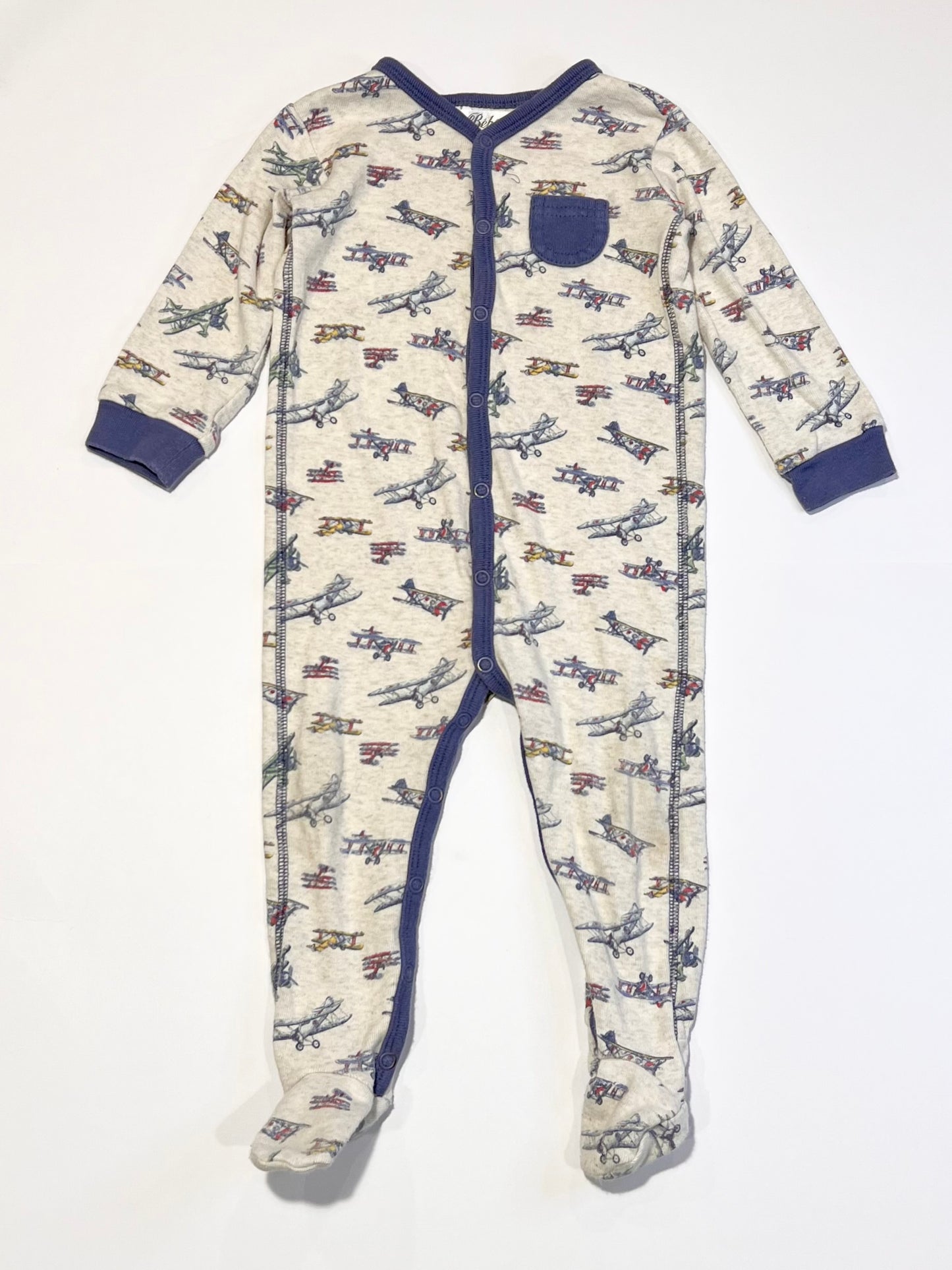 Ribbed aeroplanes onesie - Size 1