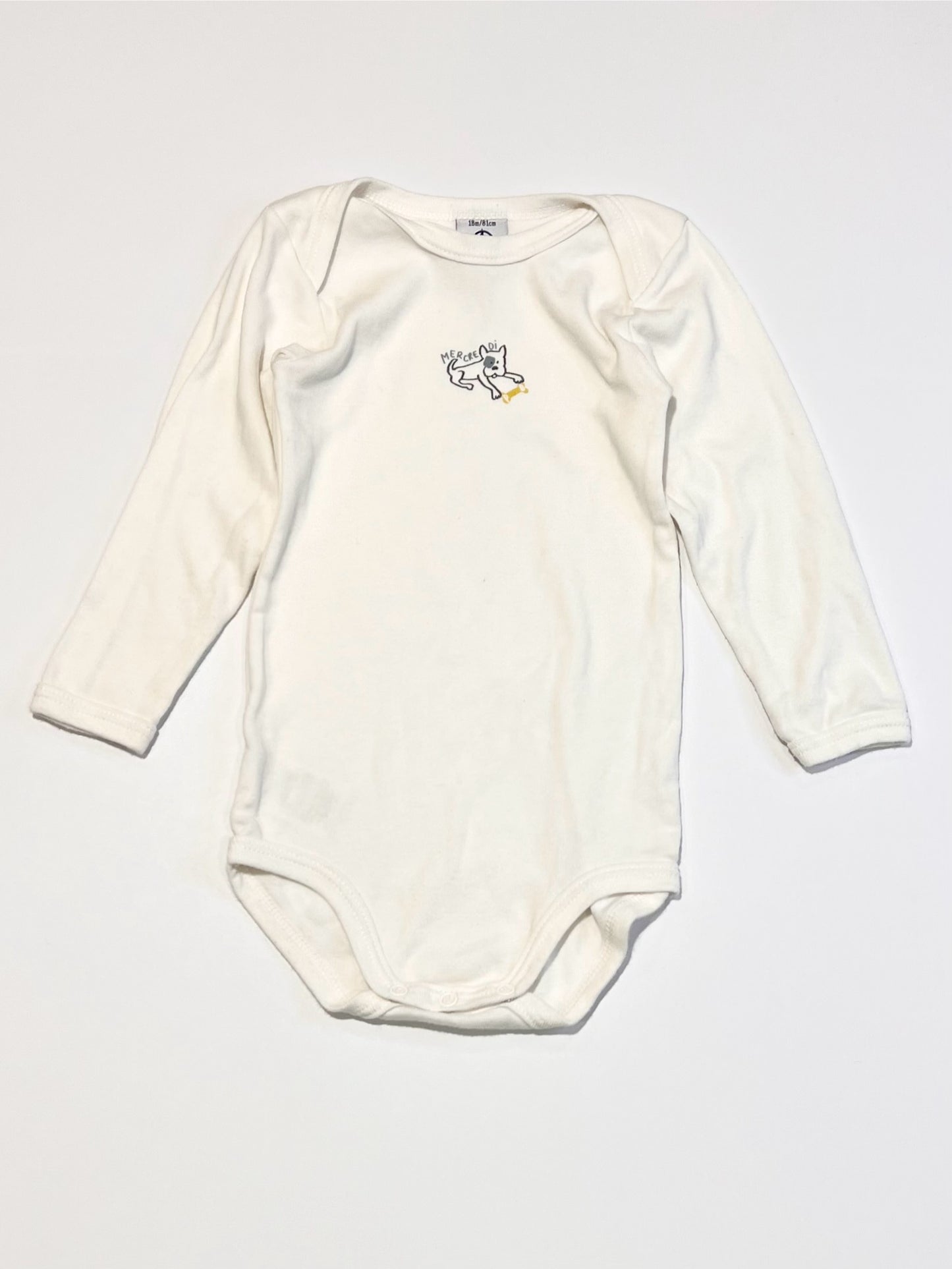White dog bodysuit - Size 1