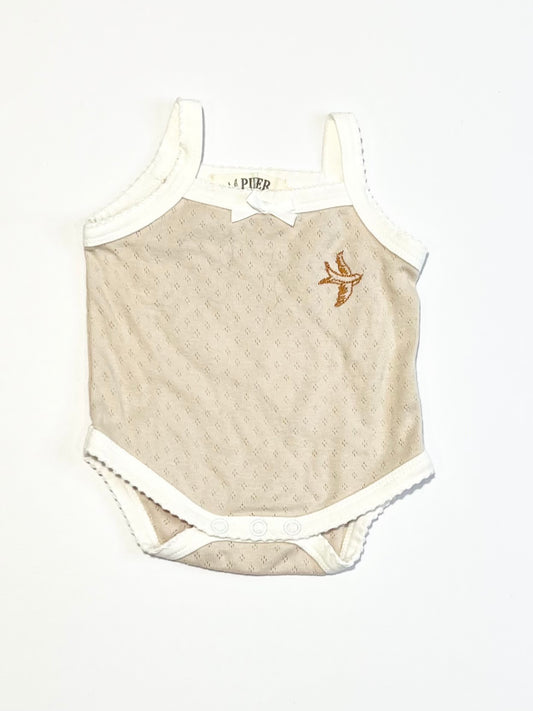 Tan bird bodysuit - Size 0000