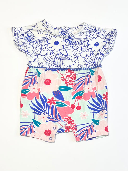 Floral jersey romper - Size 0000
