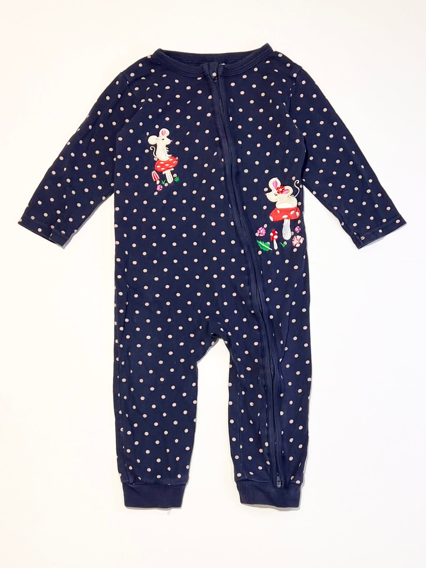 Spotty mice zip onesie - Size 1