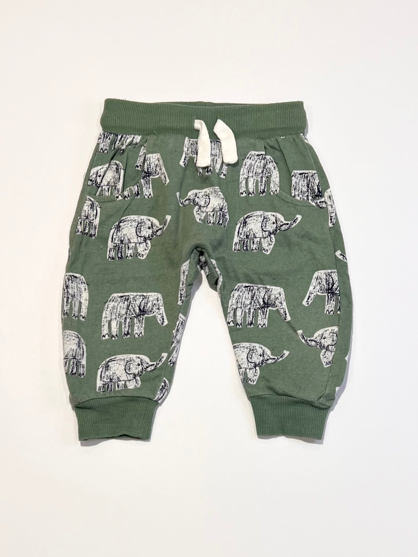 Green elephant trackies - Size 0
