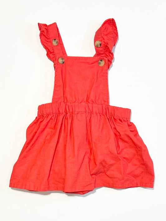 Red ruffle pinafore - Size 1