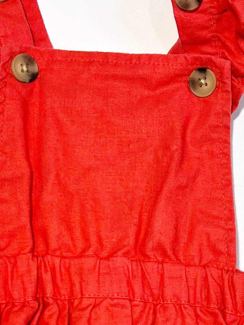 Red ruffle pinafore - Size 1