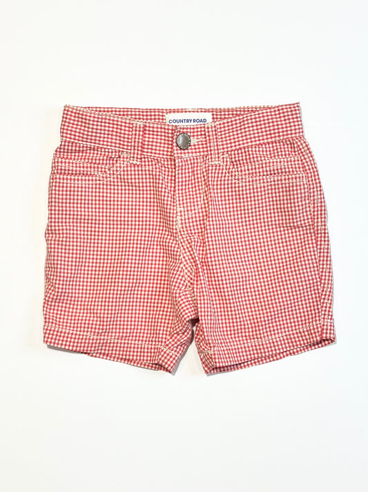 Red gingham shorts - Size 2