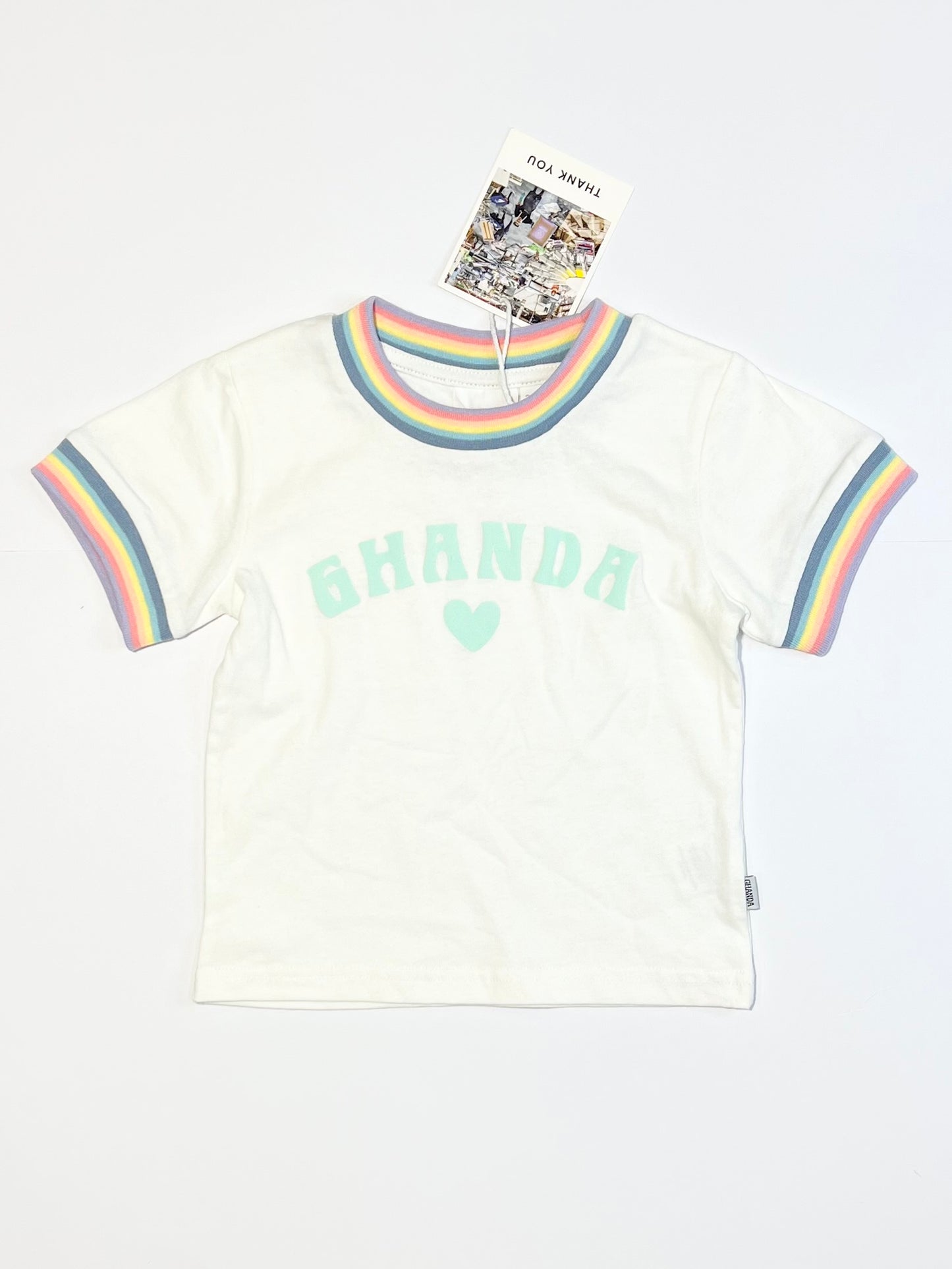 Rainbow cuffed tee brand new - Size 3-4