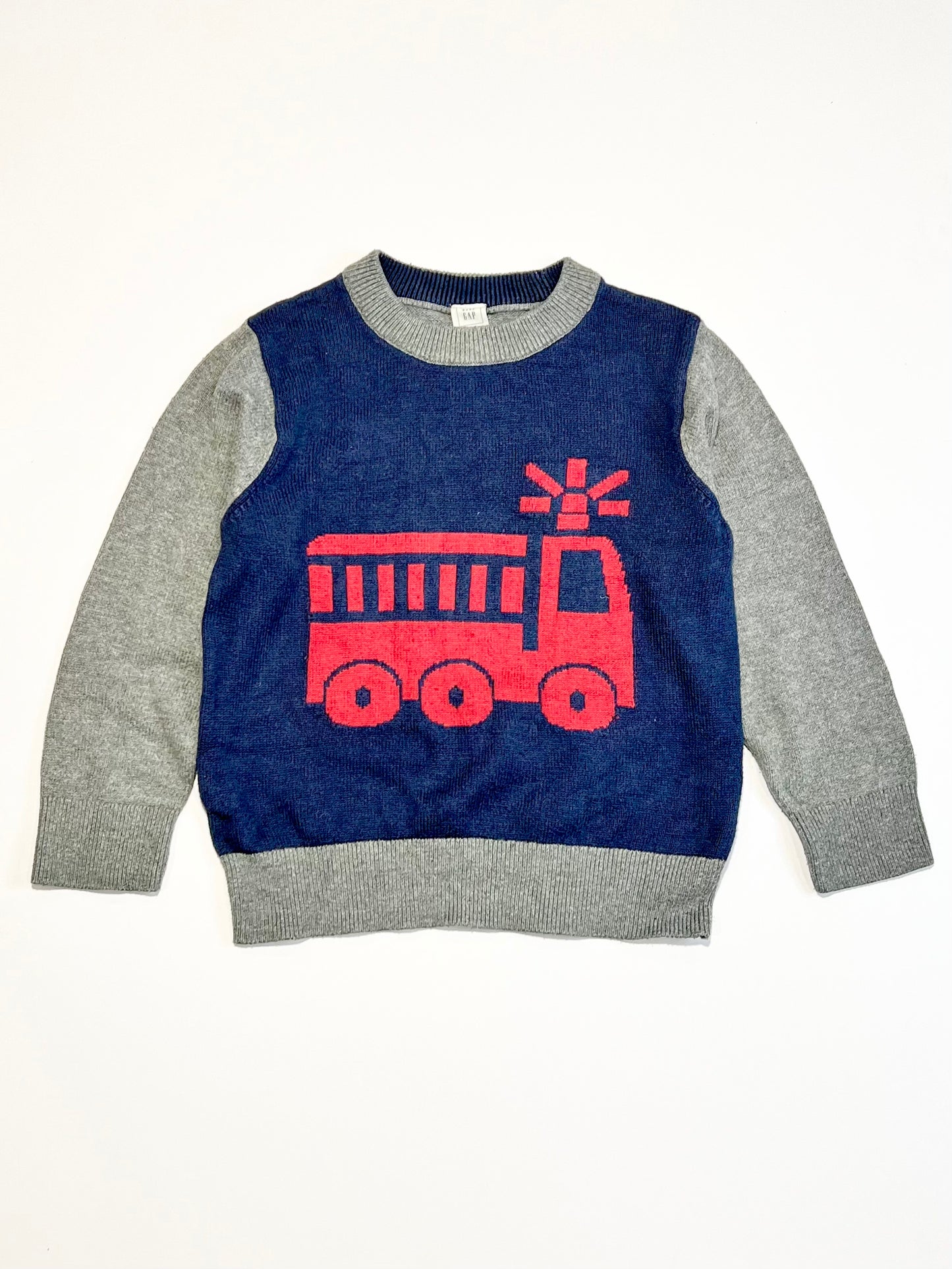 Fire truck knit jumper - Size 4