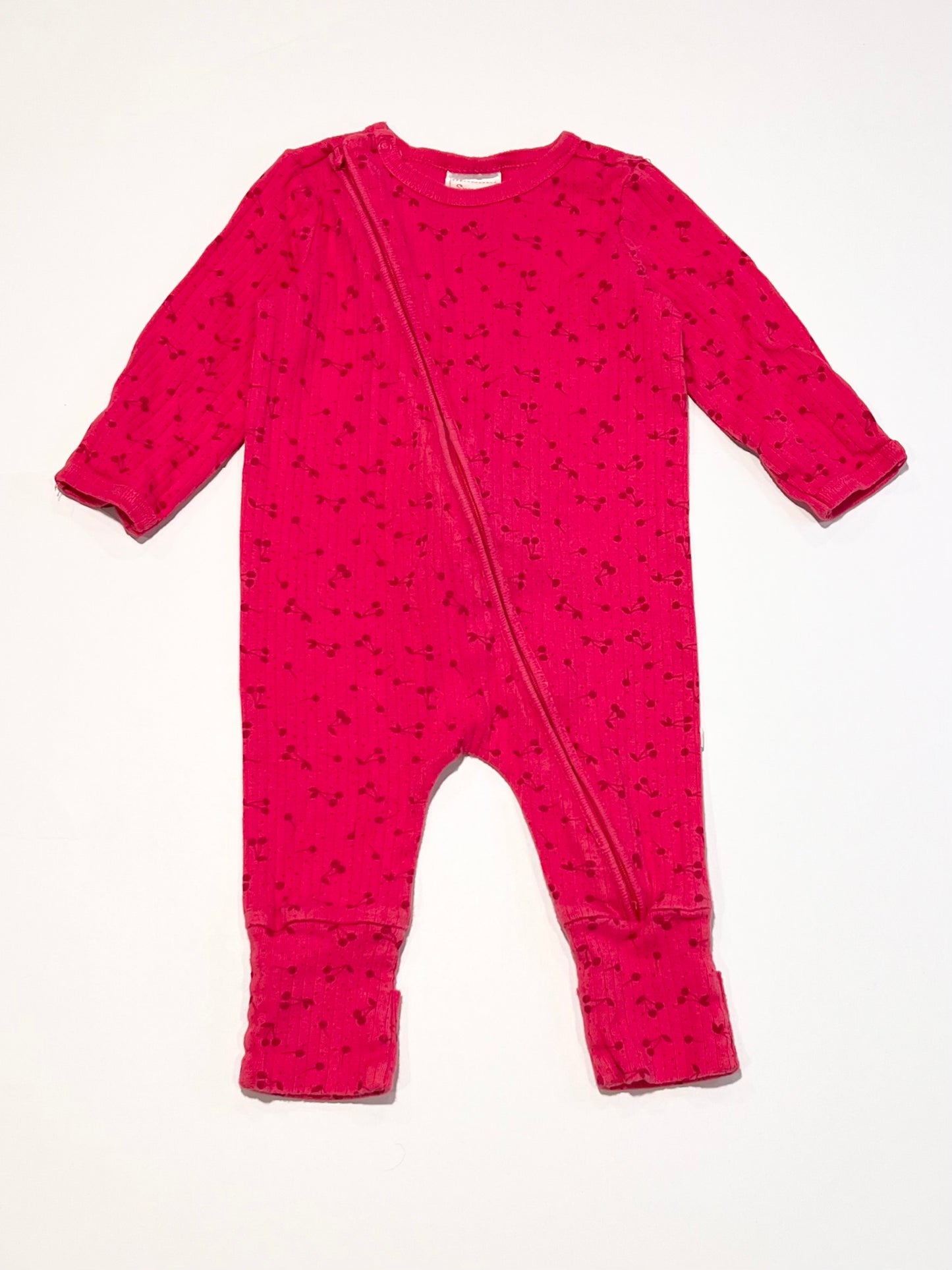 Ribbed cherries zip onesie - Size 00
