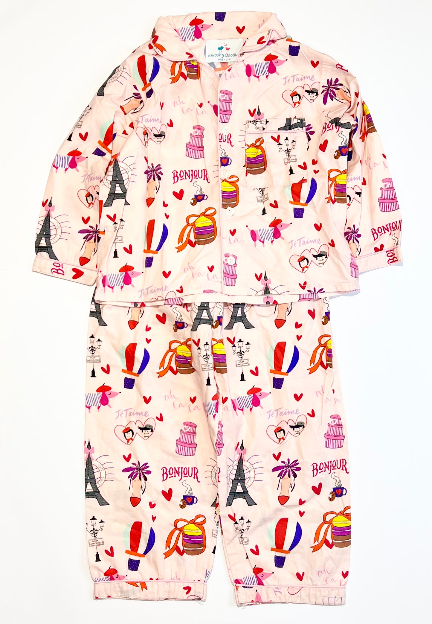 Cotton Paris pyjamas - Size 3-4