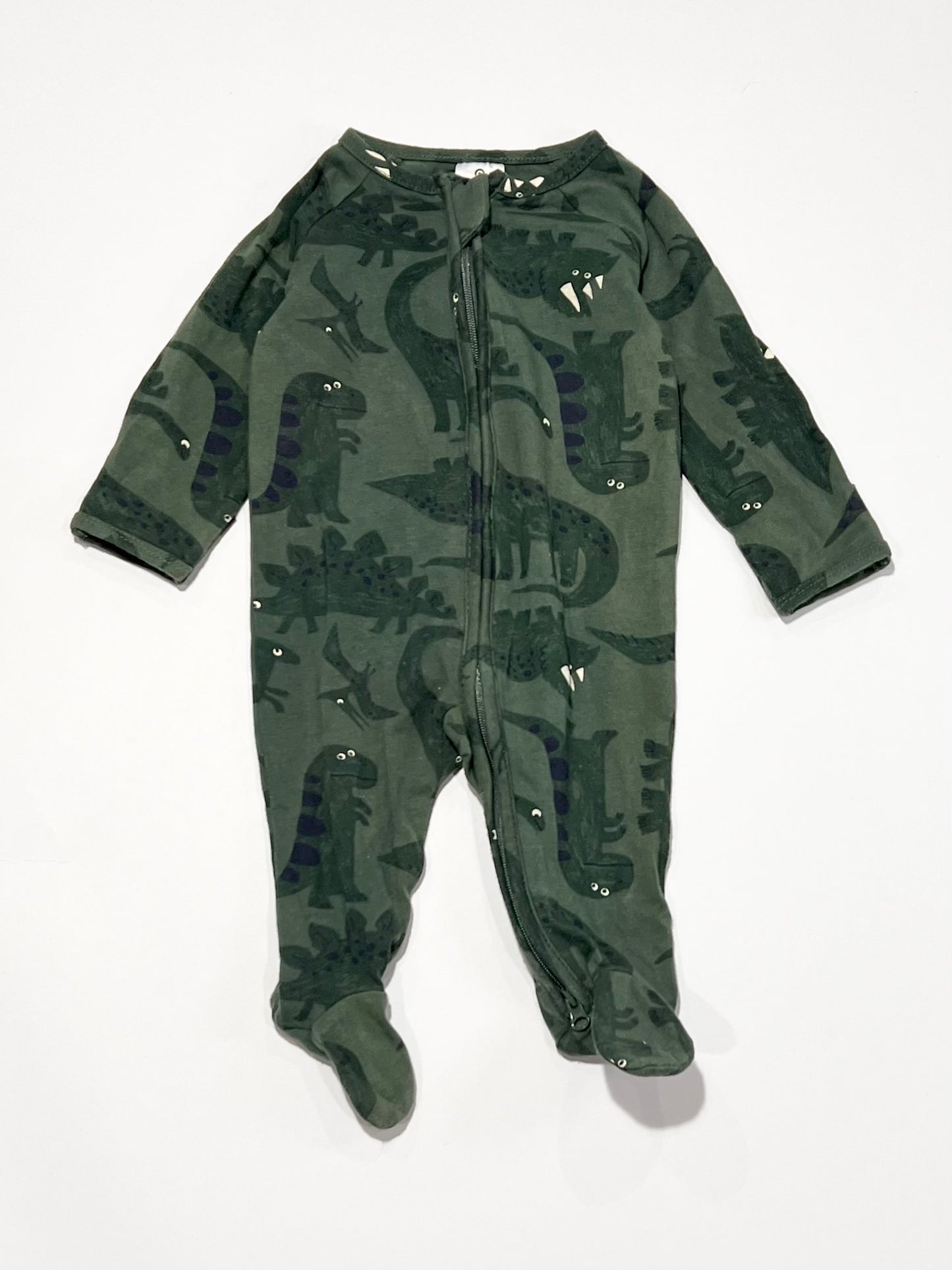 Green dinos zip onesie - Size 000