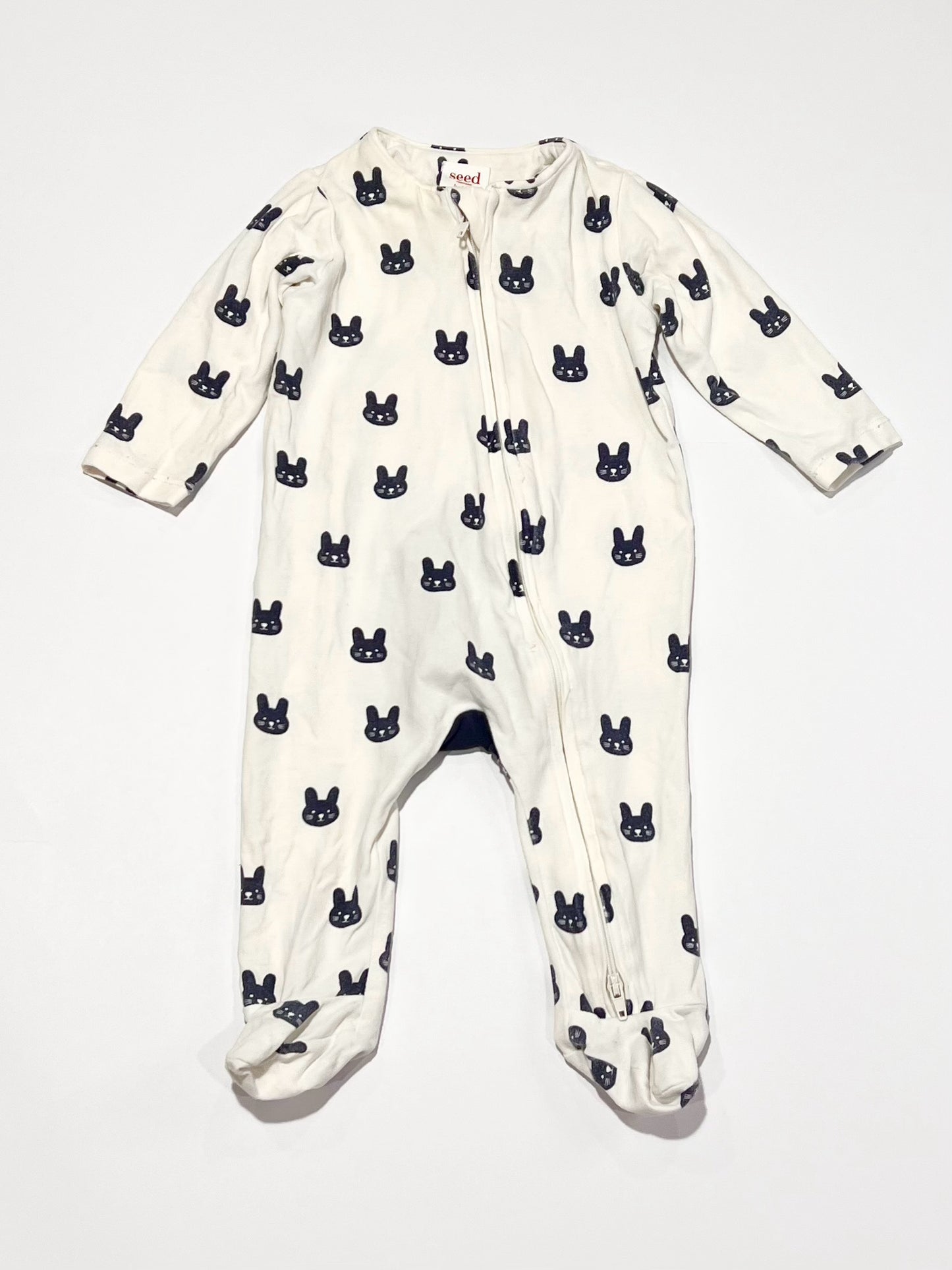 Navy bunnies zip onesie - Size 000