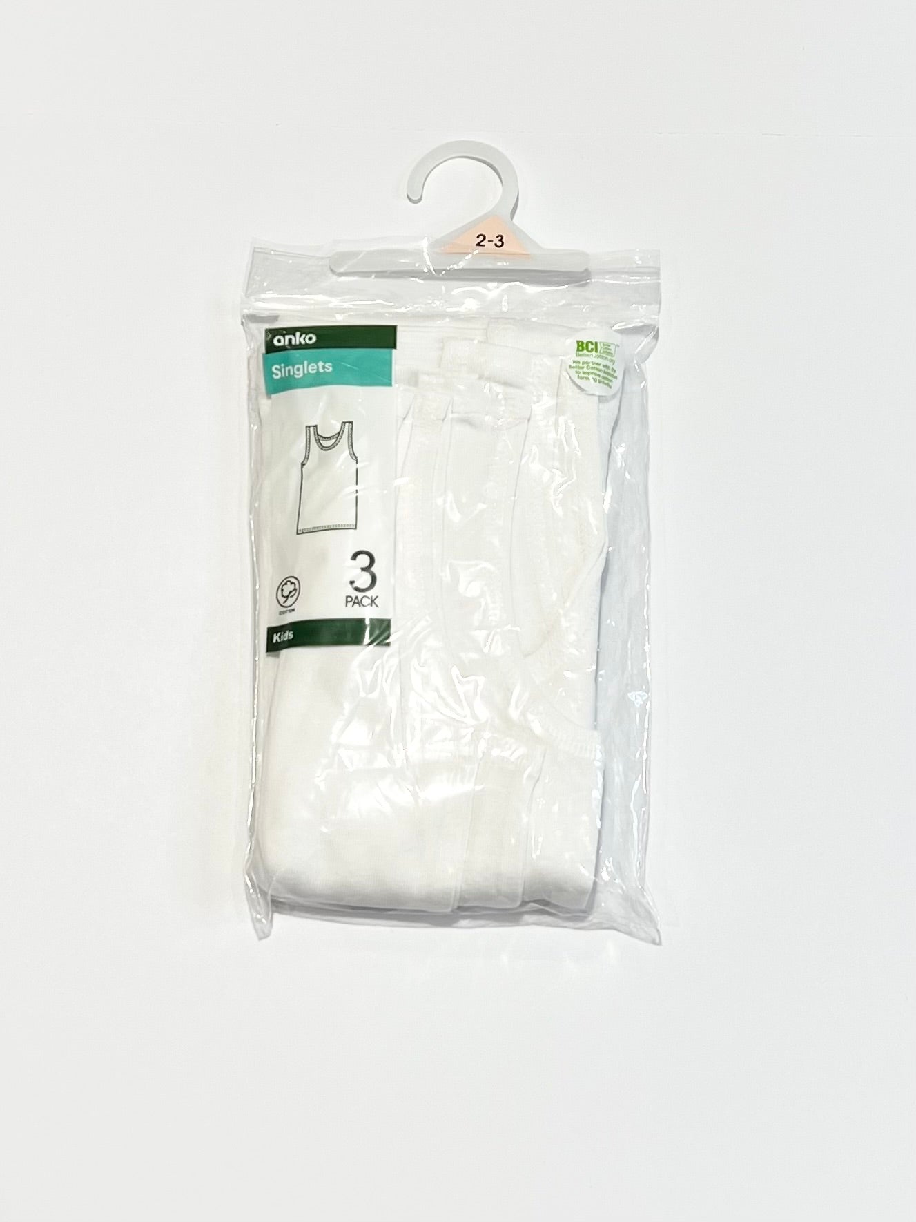 3-pack white singlets brand new - Size 2-3
