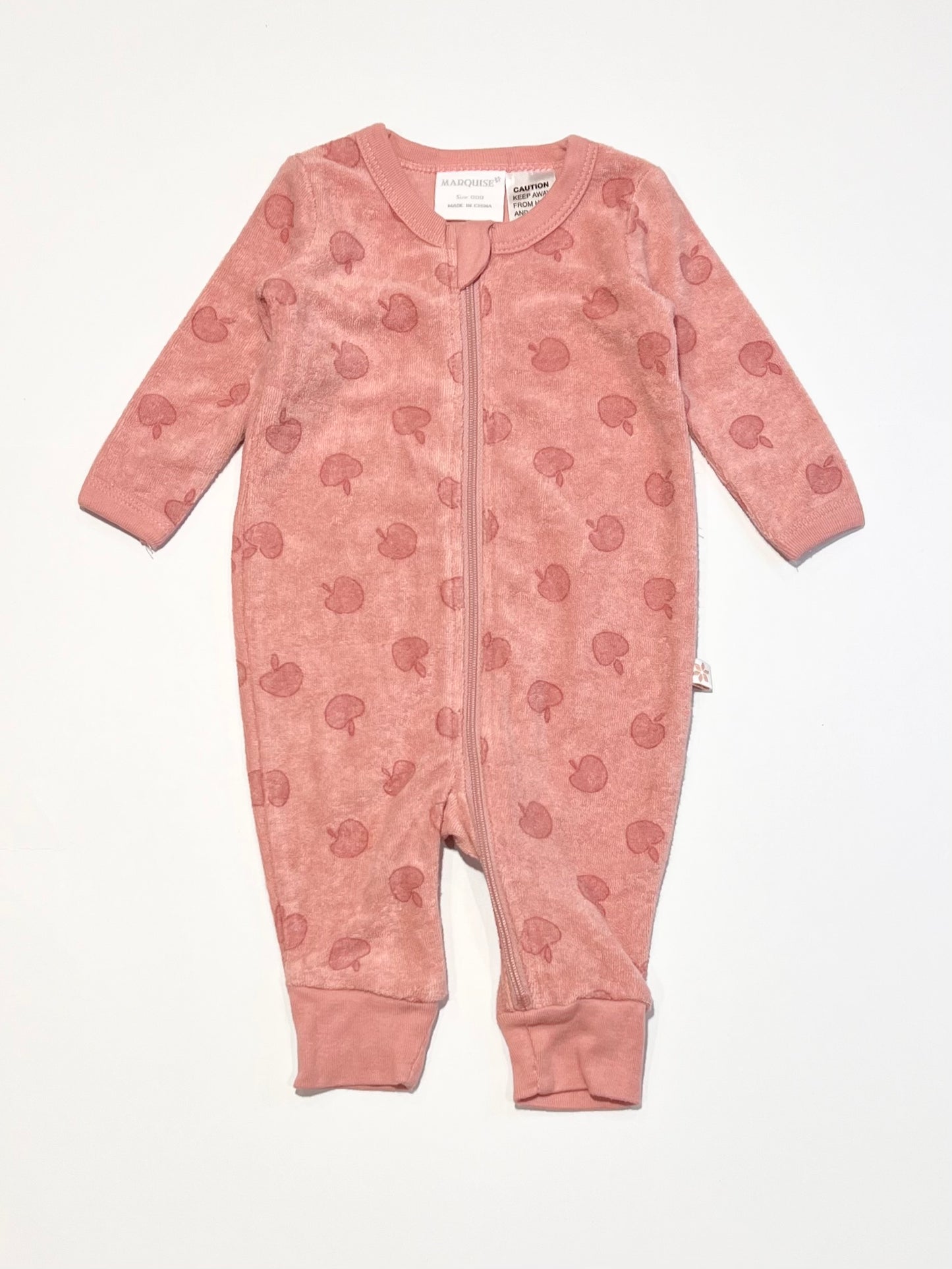 Terry apples zip onesie - Size 000