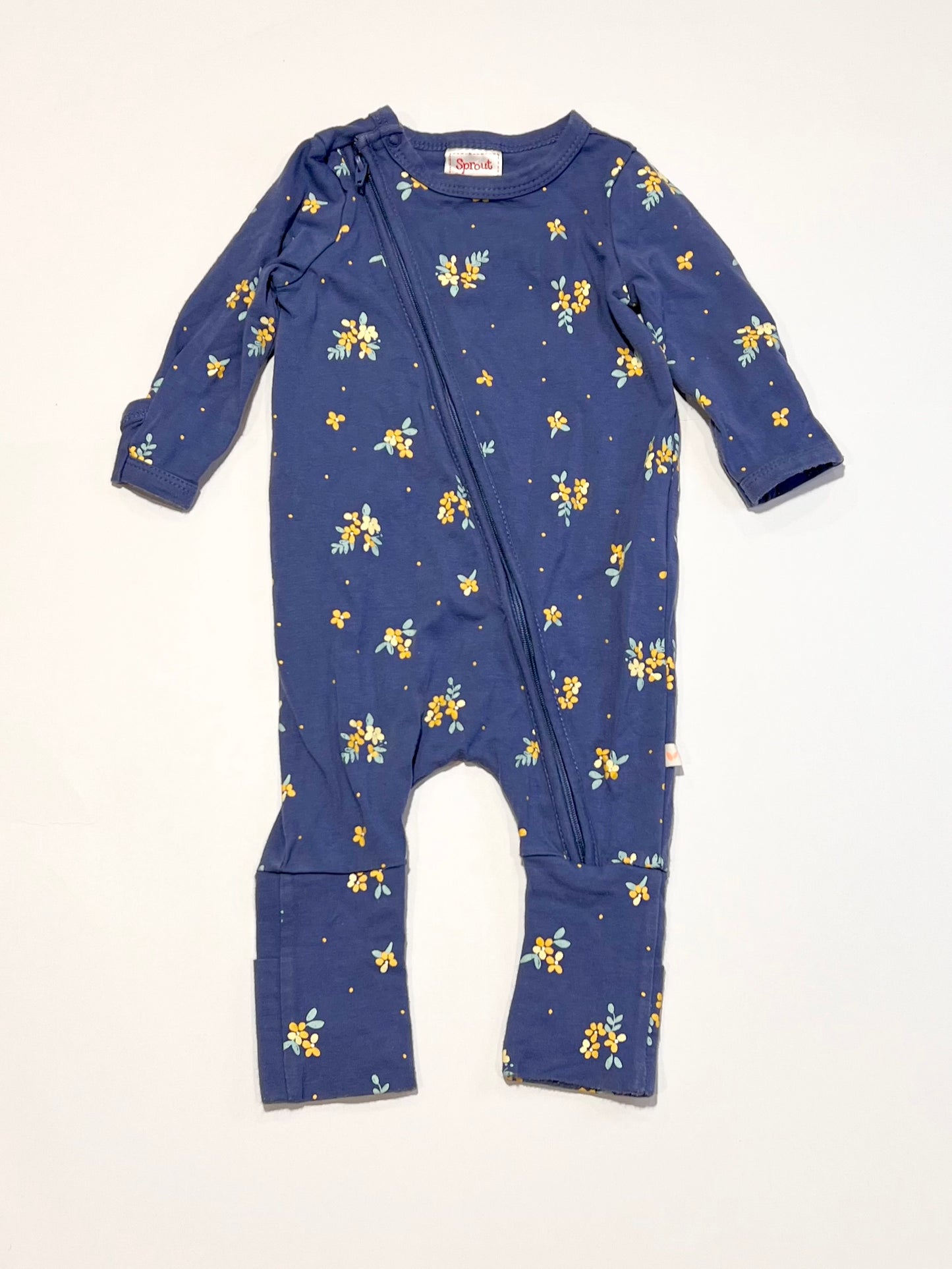 Blue floral zip onesie - Size 000