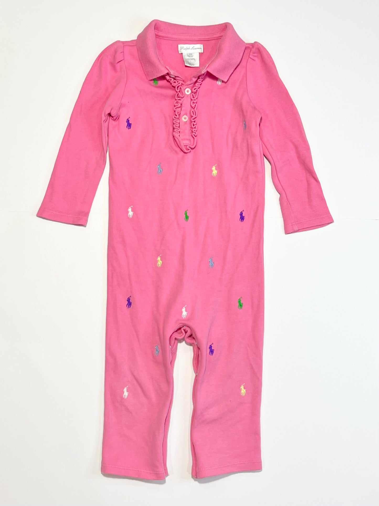 Pink embroidered onesie - Size 9-12 months