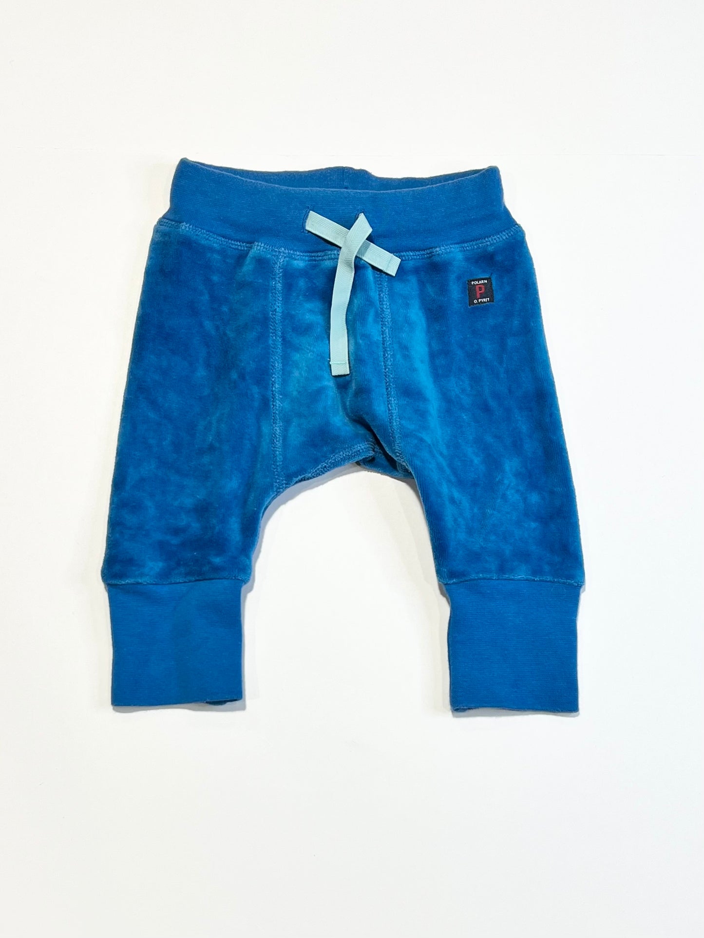 Blue velour pants - Size 1-2 months